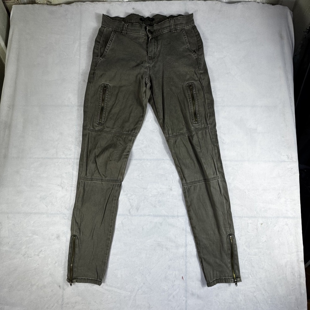 Banana Republic Womens Skinny Jeans Olive Green Zipper Accent Outdoor Size 2